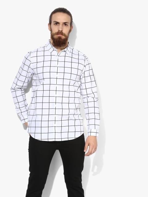 

Adamo London Men White & Black Checked Regular Fit Casual Shirt