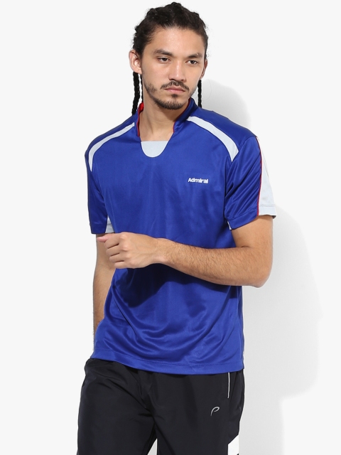 

Admiral Men Blue Solid Slim Fit Mandarin Collar T-shirt