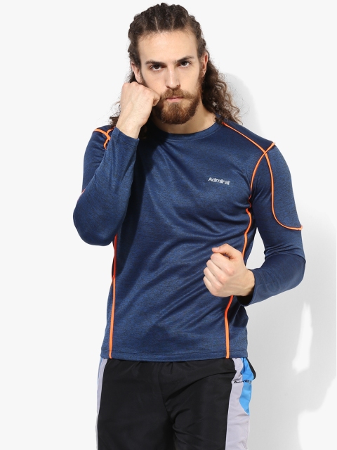 

Admiral Men Navy Blue Self-Design Round Neck T-Shirt