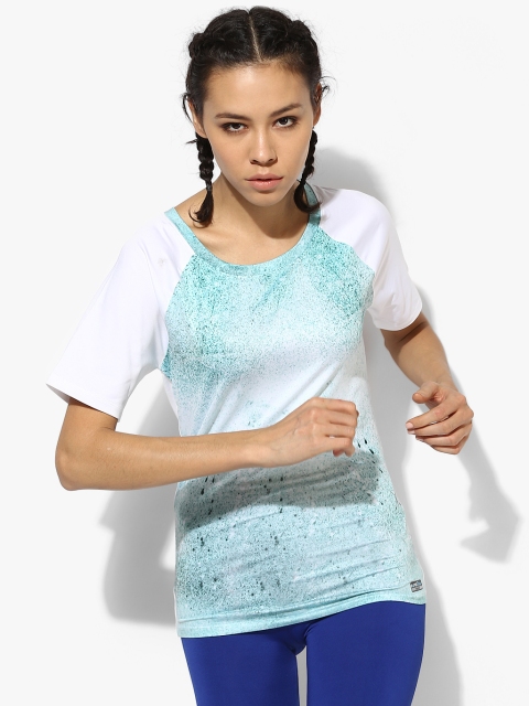 

Admiral Women Blue & White Printed Round Neck T-Shirt