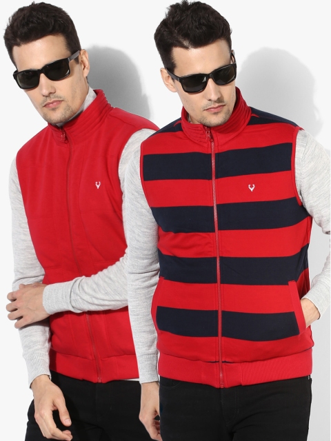 

Allen Solly Men Red & Navy Striped Reversible Sweatshirt