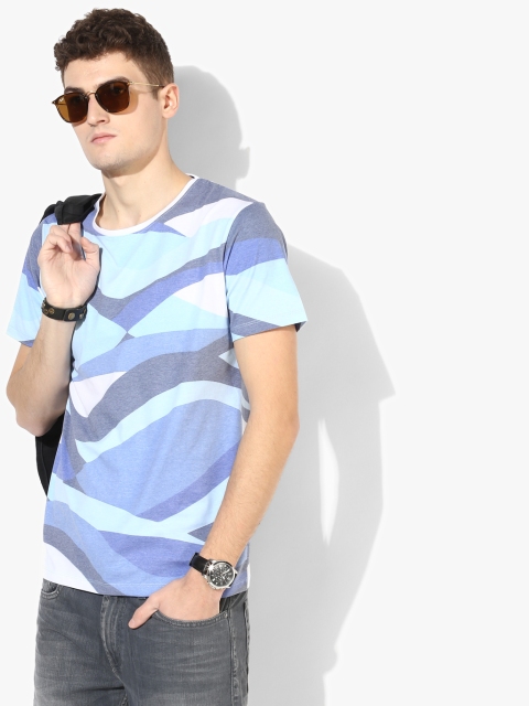 

Voi Jeans Men Blue Printed Round Neck T-shirt