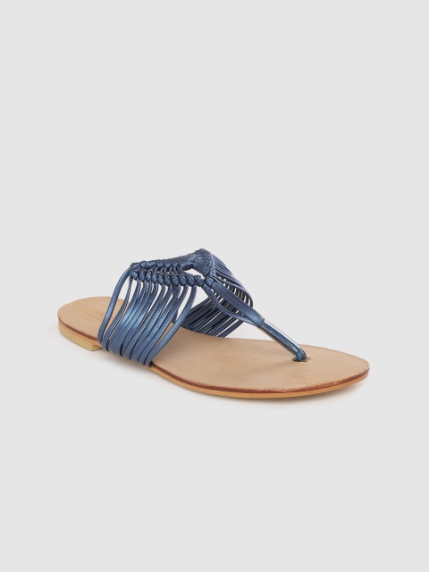

Addons Women Navy Blue Solid T-Strap Flats