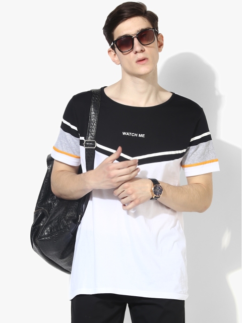 

Adamo London Men White & Black Colourblocked Round Neck T-shirt