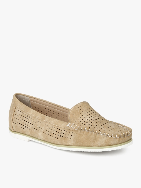 

Solovoga Women Beige Perforated Loafers