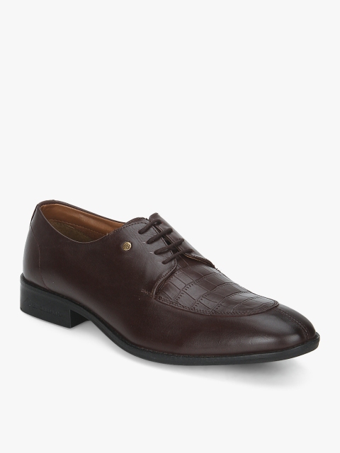 

Blackberrys Men Burgundy Croc-Textured Leather Formal Derbys