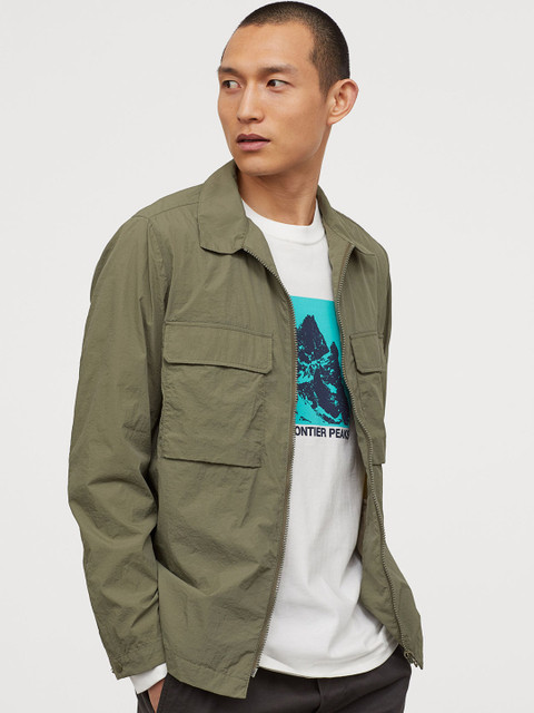 

H&M Men Green Nylon Shirt Jacket