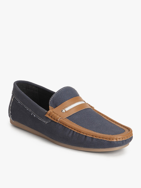 

Carlton London Men Navy Blue & Tan Brown Colorblocked Penny Loafers