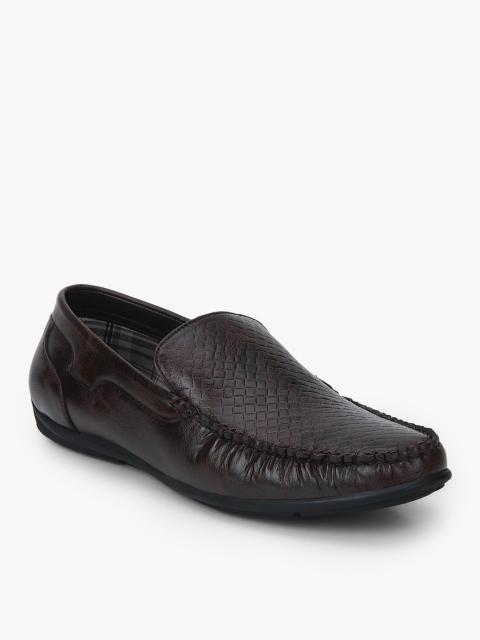 

San Frissco Men Coffee Brown Textured Leather Loafers