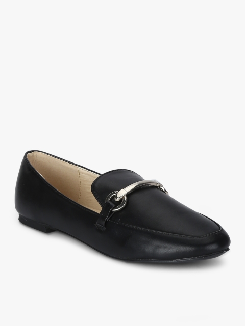 

Tresmode Women Black Solid Horsebit Loafers