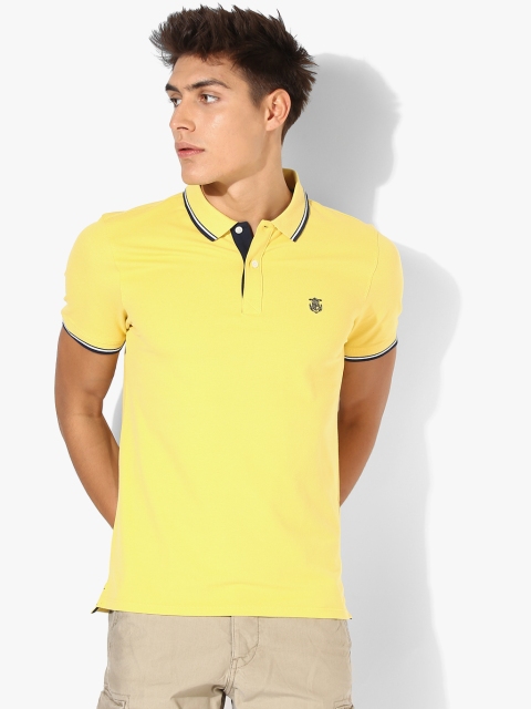 

SELECTED Men Yellow Solid Polo Collar T-Shirt