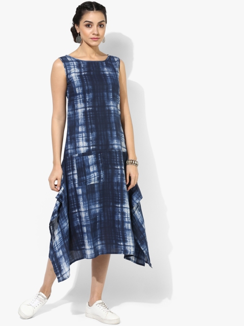 

Indian Ink Women Blue Printed A-Line Dress