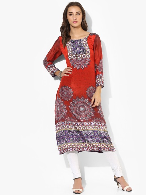 

GQ Women Red Printed Straight Kurta