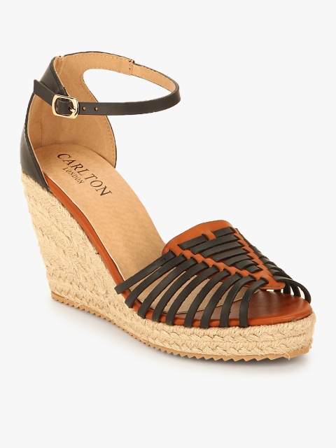 

Carlton London Women Black & Brown Woven Design Heels