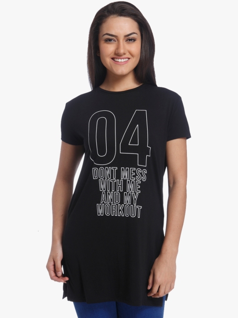 

ONLY Women Black Printed Round Neck T-shirt