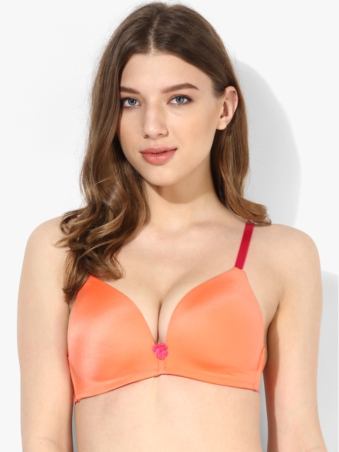 

Zivame Orange Solid Underwired Non Padded Push-Up Bra LWC02