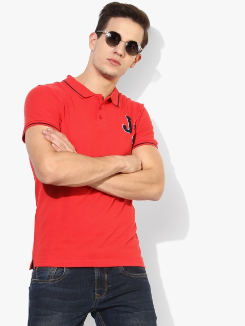 

Jack & Jones Men Red Solid Polo Collar T-shirt