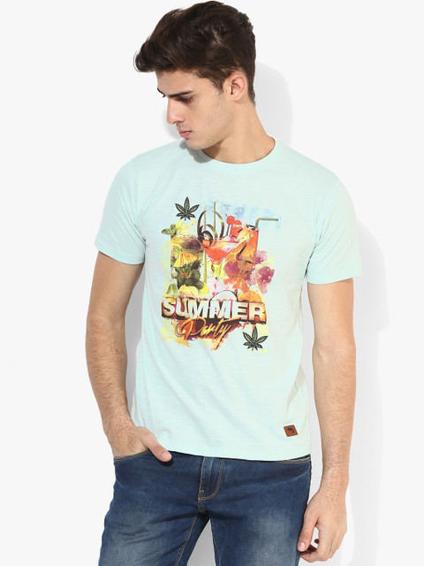 

Indigo Nation Men Blue Printed Round Neck T-shirt