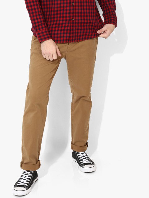 

Scotch & Soda Men Khaki Brown Regular Fit Solid Trousers