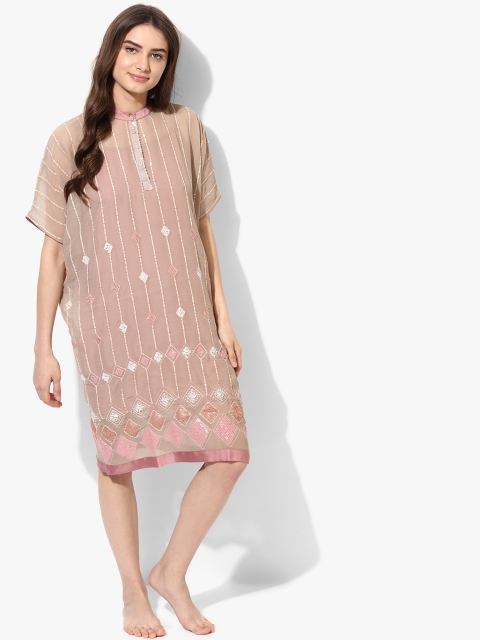 

The Kaftan Company Women Nude Embellished Sleepdress