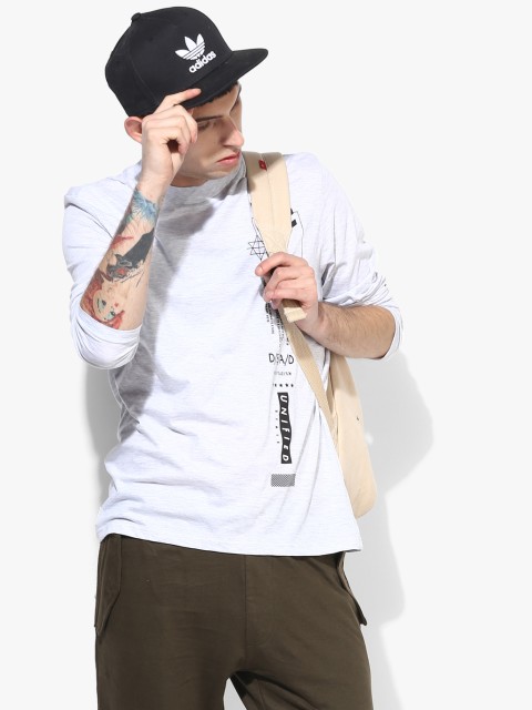 

People Men Off-White Printed Round Neck T-shirt