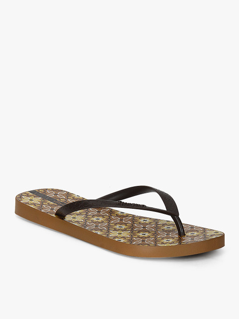 

iPanema Women Brown & Yellow Ethnic Print Thong Flip-Flops