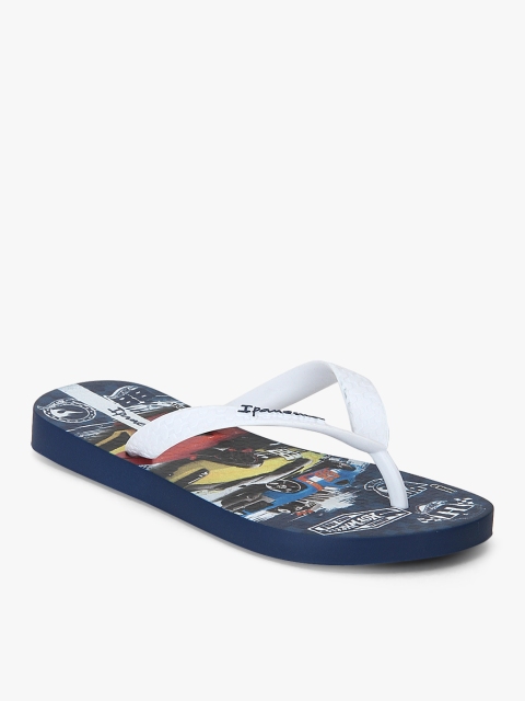 

iPanema Boys White & Navy Blue Hot Wheels Print Thong Flip-Flops