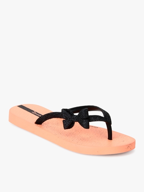 

iPanema Girls Black & Peach-Coloured Textured Thong Flip Flops