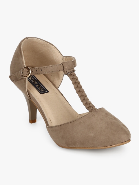 

Under Knee Women Beige Suede Finish Solid Pumps