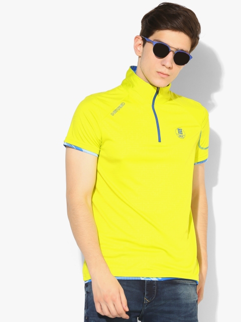 

rock.it Men Florescent Green Self-Design High Neck T-Shirt, Fluorescent green