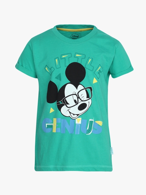 

Kids Ville Boys Mint Green Mickey Mouse Print Round Neck T-shirt