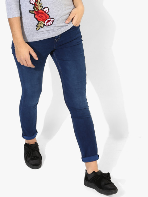 

Allen Solly Women Navy Blue Skinny Fit Solid Mid-Rise Clean Look Stretchable Jeans