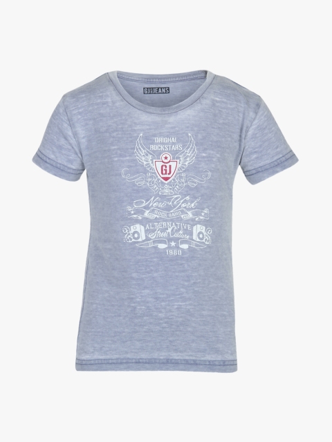 

Gini and Jony Boys Grey & White Printed T-Shirt