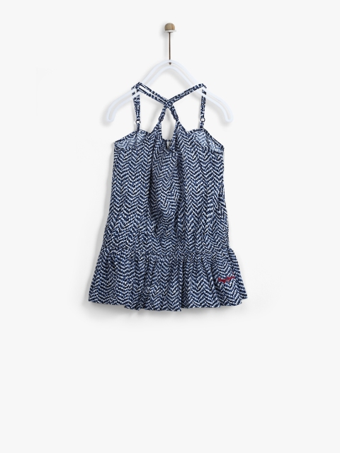 

Pepe Jeans Girls Navy Blue & White Printed Styled Back Top