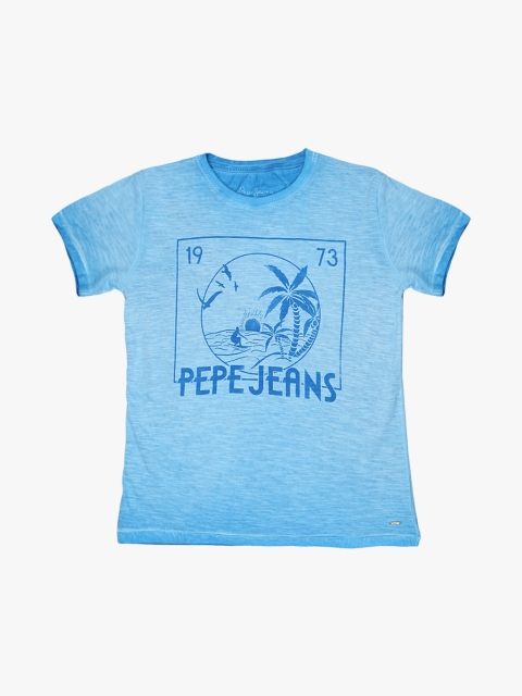 

Pepe Jeans Boys Blue Printed Slim Fit Round Neck Tshirt