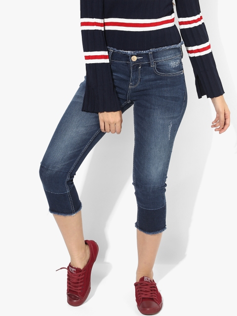 

Jealous 21 Women Blue Washed Mid Rise Skinny Fit Denim Capris