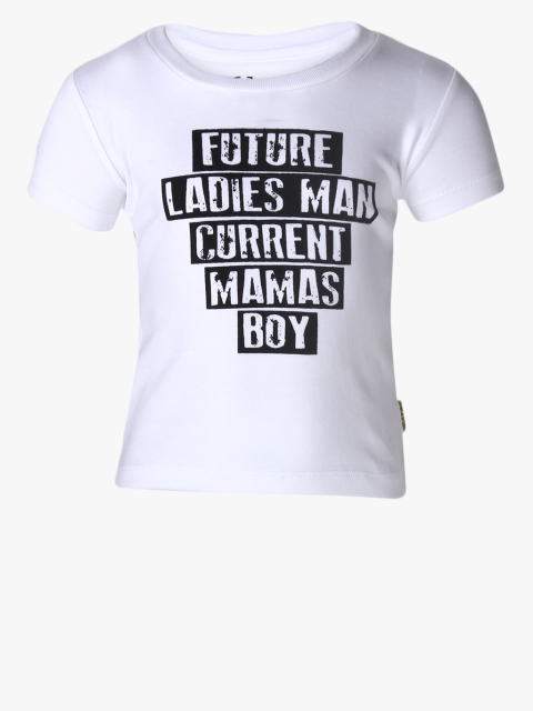 

Gini and Jony Boys White & Black Printed T-Shirt