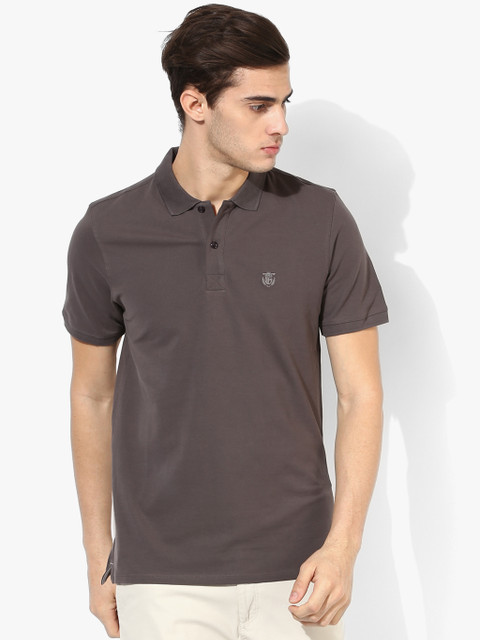 

SELECTED Men Brown Solid Polo Collar T-shirt