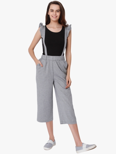 

ONLY Women Grey Solid Regular Fit Dungarees