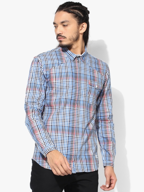 

Voi Jeans Men Blue & White Slim Fit Checked Casual Shirt