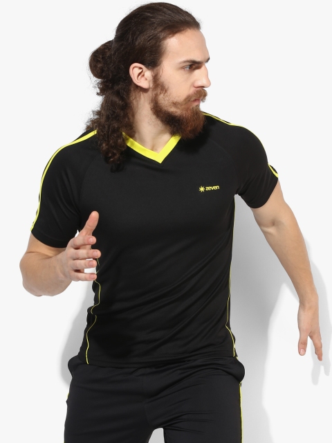 

Zeven Men Black Solid V-Neck T-shirt