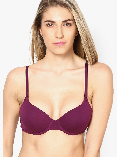 

Amante Burgundy Solid Non-Wired Lightly Padded Push-Up Bra