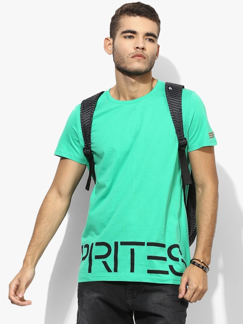 

ESPRIT Men Green & Black Printed Regular Fit Round Neck T-Shirt