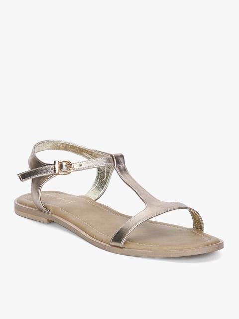 

Wet Blue Women Gold-Toned Solid Open Toe Flats