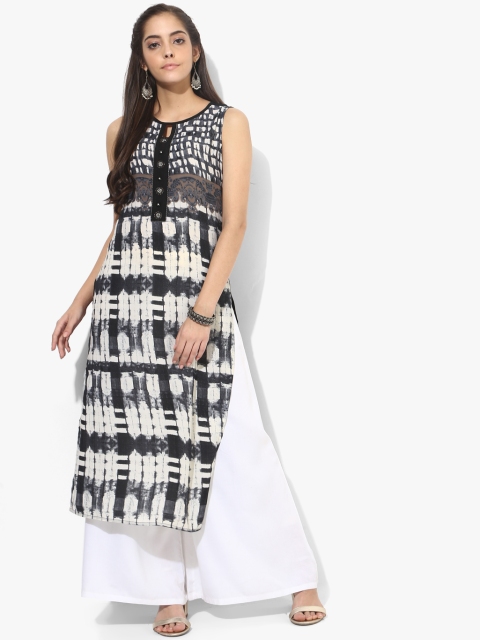 

GQ Women Grey Printed Straight Kurta