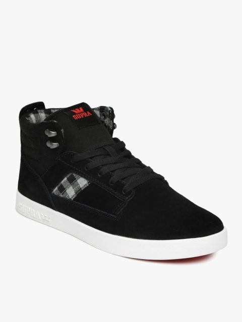 

Supra Men Black Solid Leather Mid-Top Sneakers
