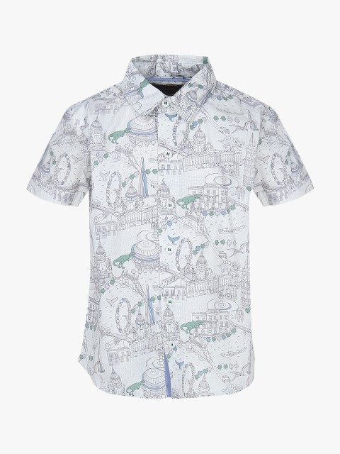 

Nauti Nati Boys Off-White & Grey Regular Fit Printed Casual Shirt
