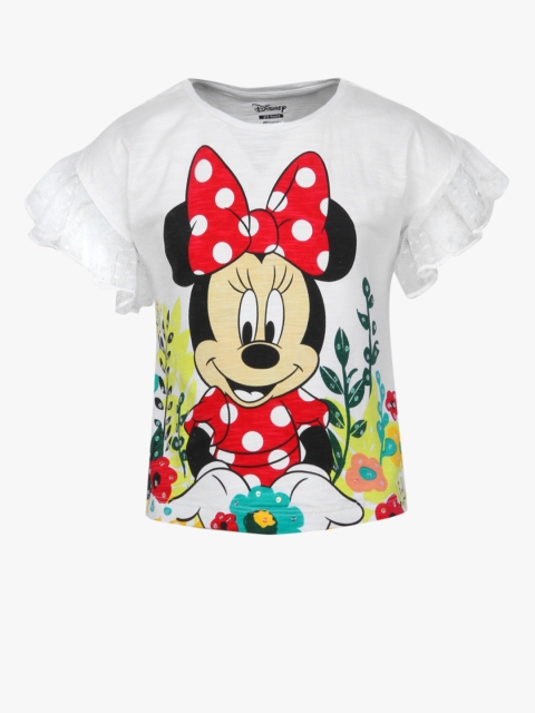 

Kids Ville Girls White Minnie Printed Top