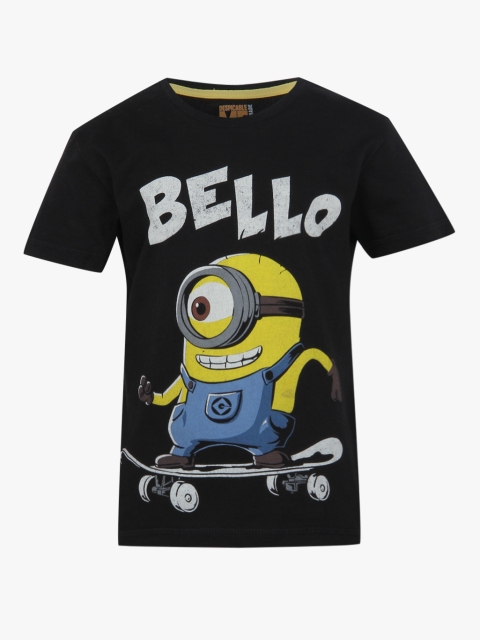 

Kids Ville Boys Black Minions Printed T-shirt