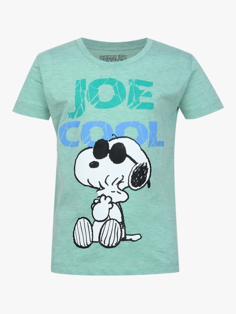 

Kids Ville Boys Green Snoopy Printed T-shirt